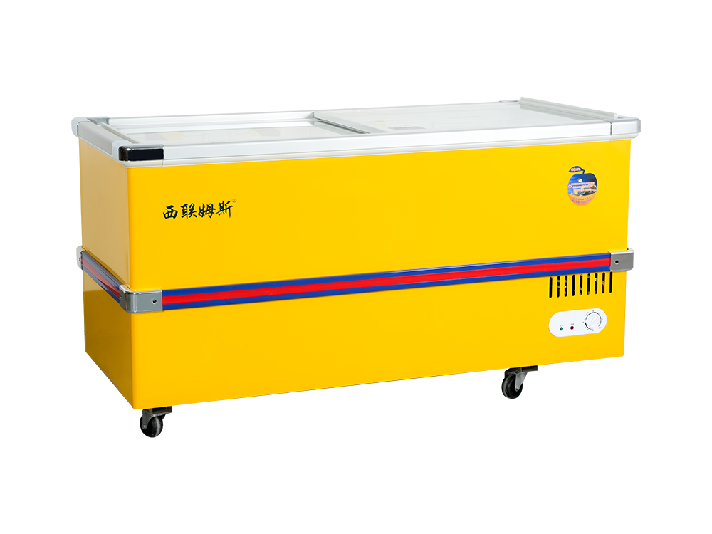 European style aluminum alloy edging freezer island cabinet