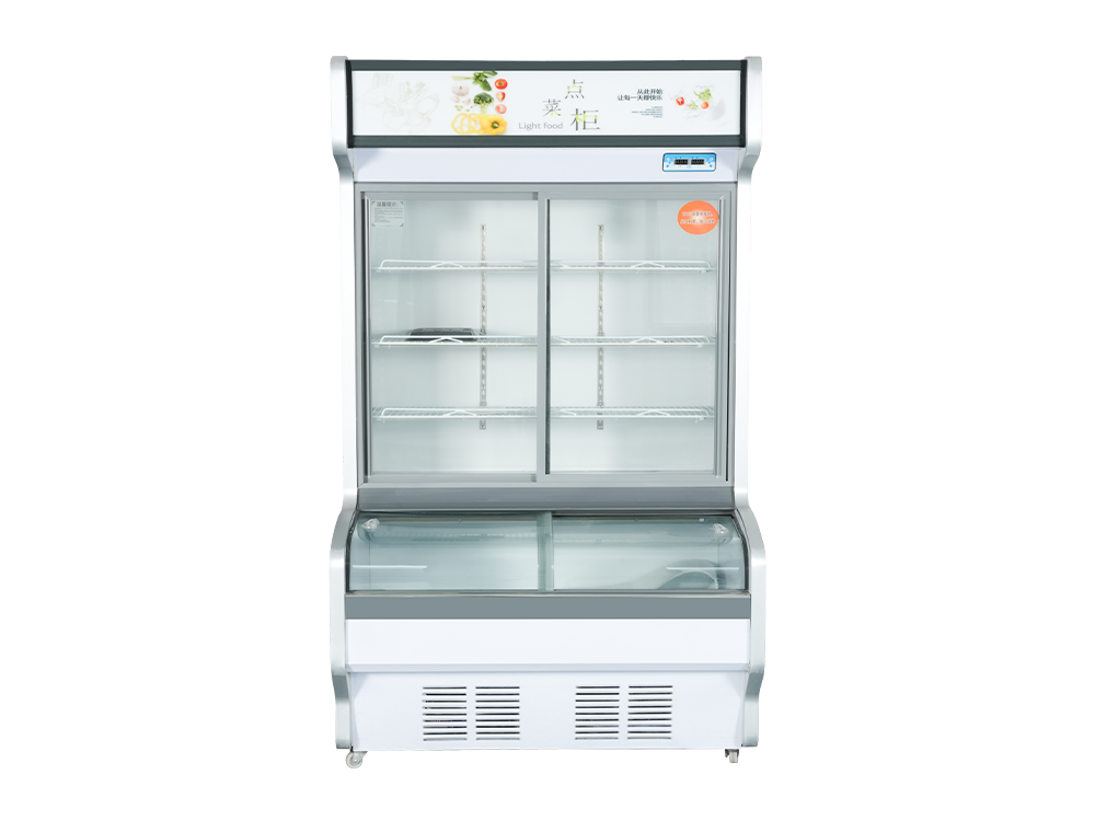 Double-Machine Aluminum Alloy Edge Freezer Food Order Showcase